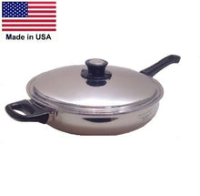 Load image into Gallery viewer, 13-inch French Gourmet Skillet with Vented Lid  430 Magnetic Stainless Steel Made in the USA