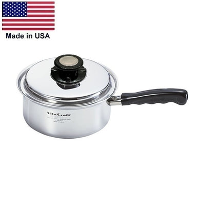 1 Qt. SAUCEPAN with Vented Lid Waterless 439 Magnetic Stainless-Steel Made in USA