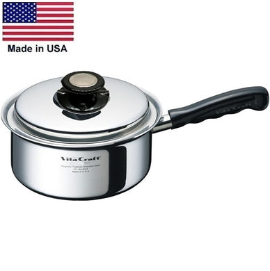 2 Qt. SAUCEPAN with Vented Lid Waterless Cookware 5-Ply Stainless-Steel Made in USA