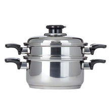 Load image into Gallery viewer, 7-Ply 3 Qt. SAUCEPOT Vented Lid FREE Culinary Steamer Basket Magnetic T304 Stainless Steel