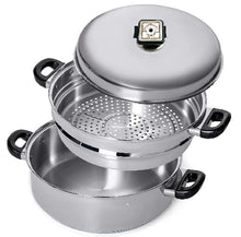 Load image into Gallery viewer, 7-Ply 14 Qt. STOCKPOT Skillet with Steam Control Lid and Culinary Basket T304 Magnetic