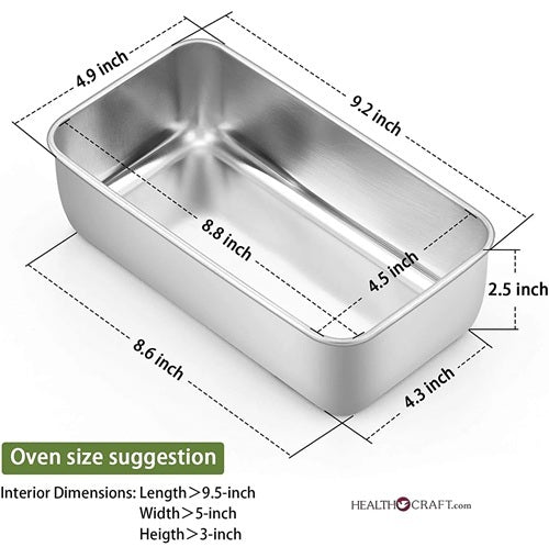 LOAF PAN 9x5-in for Bread or Meatloaf Commercial 18/0 Stainless