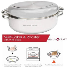 Load image into Gallery viewer, 3-N-1 Bake and Roast with Rack Heavy Gauge 304 Stainless Steel