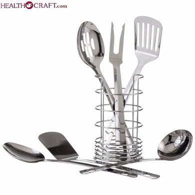 PRO SERIERS 7 Pc. KITCHEN TOOL SET with Holder Stainless Steel