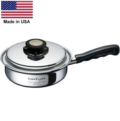 5-Ply 9½-in SKILLET 1¾ Qt. with Vented Lid Waterless 5-Ply Stainless Steel Made in USA