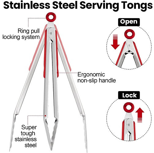 New 3-piece stainless steel KITCHEN TONG SET – Health Craft