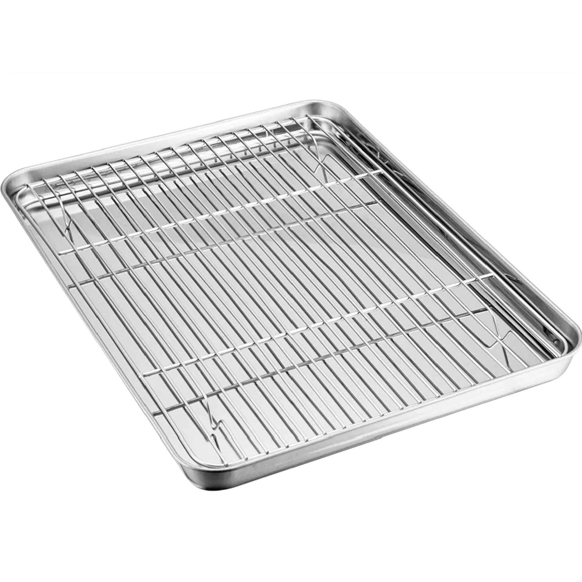 Baking Sheet with Rack Set, E-far Stainless Steel Baking Pans Tray Cookie  Sheet with Cooling Rack, 16 x 12 x 1 inch, Non Toxic 