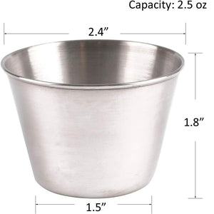 4 Dipping SAUCE CUPS Condement Ramekin Meal Prep 304 Stainless Steel