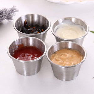 4 Dipping SAUCE CUPS Condement Ramekin Meal Prep 304 Stainless Steel