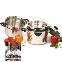 Load image into Gallery viewer, 7-Ply 8 Qt. STOCKPOT Spaghetti Cooker with Culinary Deep Fry Basket and Steamer