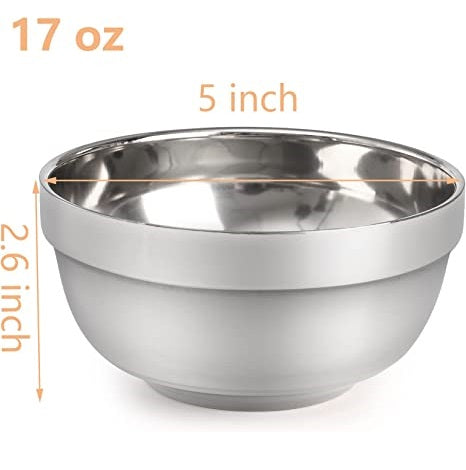 IMEEA Insulated Ice Cream Bowl Double Walled Insulated Bowl SUS304  Stainless Steel Soup Bowl 24oz Cereal Bowl, 2-Piece