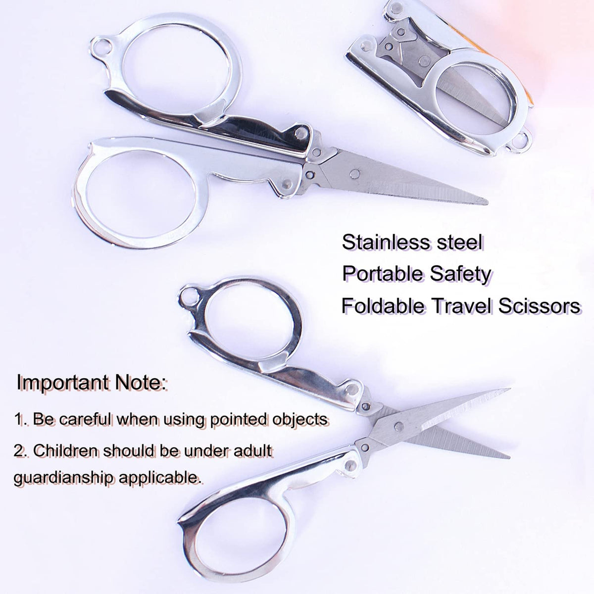 Folding stainless steel scissors portable mini travel scissors