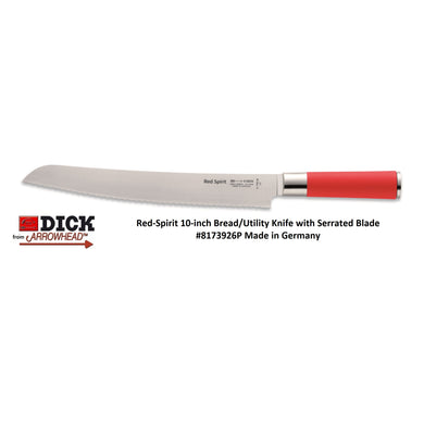 CLOSEOUT 5 LEFT Red Spirit 10-inch BREAD KNIFE Serrated in Made In Germany by F. Dick