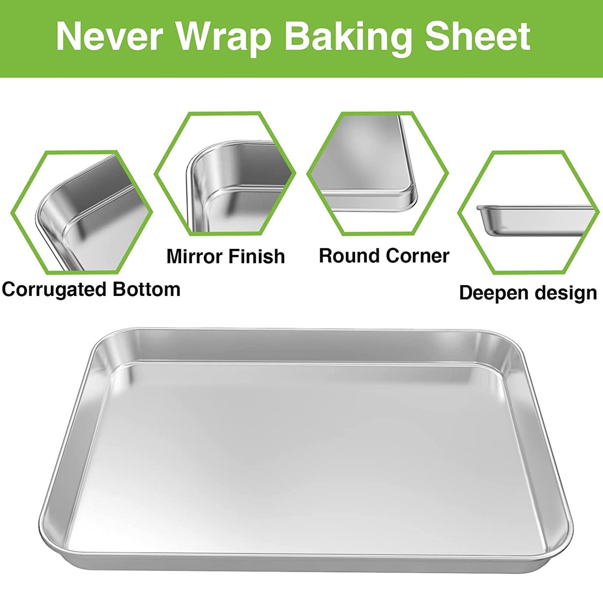Stainless Steel Cookie Sheet Rimmed Baking Sheet Jelly Roll Pan