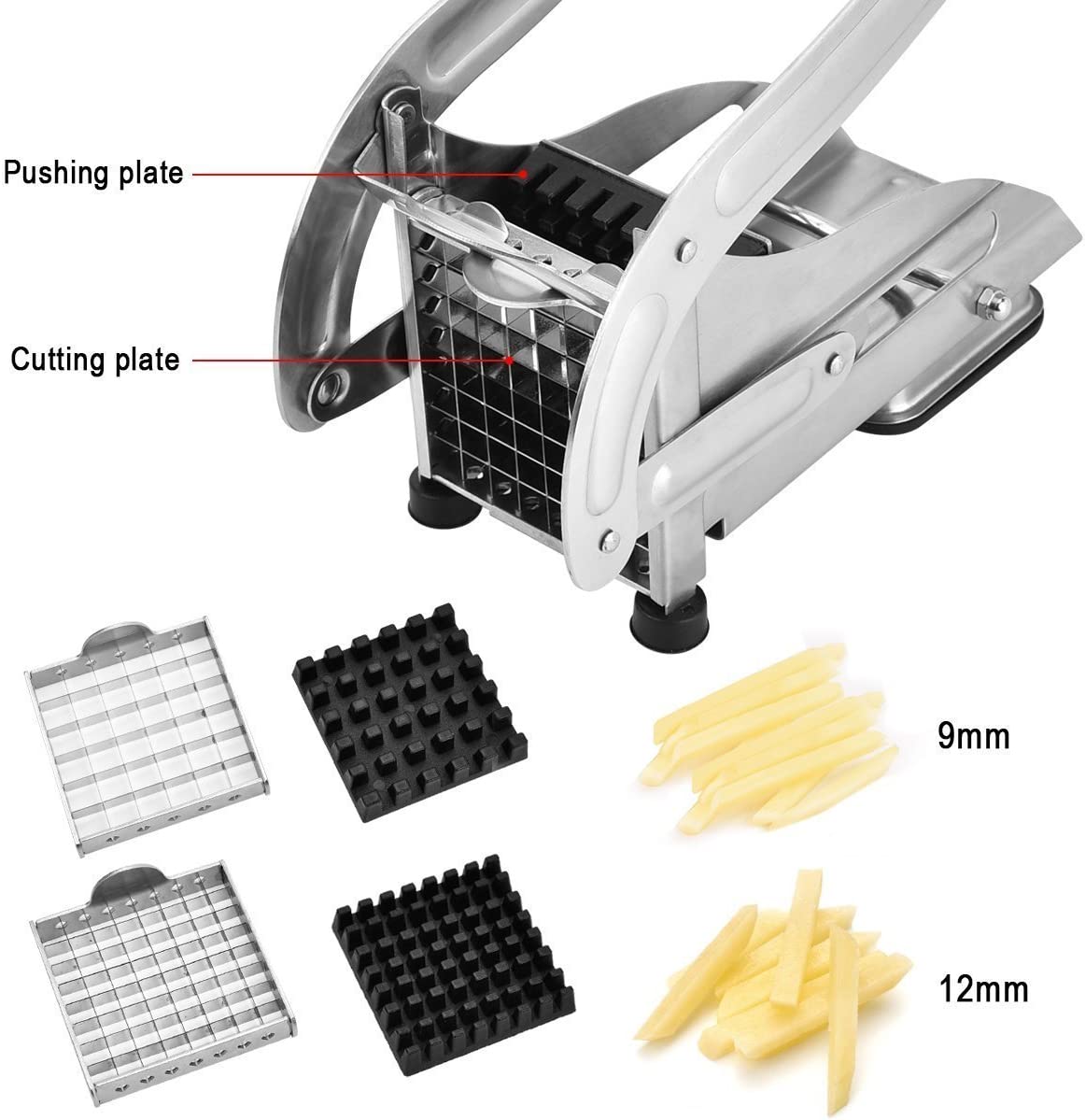 French Fry Cutter Potato Cutter Stainless Steel with 2 Size