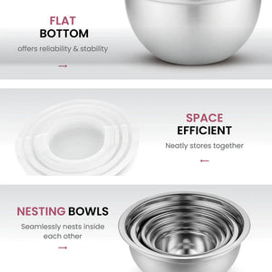 PRO SERIES 6 Pc. MIXING BOWL SET 304 Stainless Steel and Seal Tight BPA Free Lids