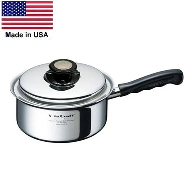 SILVER CLASSIC 1 Qt. Saucepan with Vented Lid 430 Magnetic Stainless Steel Made in USA