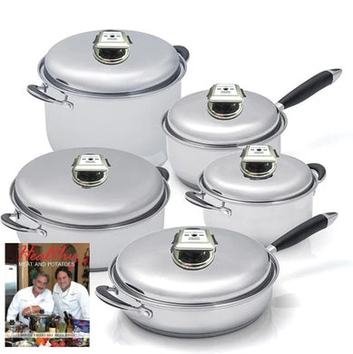 10-Pc. Large Siz Commercial Cookware Set with Steam Control Lids - OPEN BOX