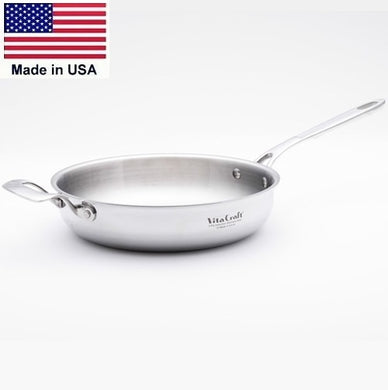 Pro-Series 5-ply Bonded Stainless Steel 10½ x 2½ inch Deep Skillet 2 Handles