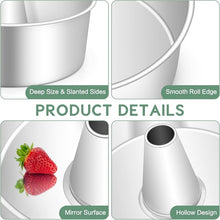 Load image into Gallery viewer, Angel Food Cake Bundt Pan Set (2) 10-inch Tube Cake Pans 18/0 Stainless Steel with Recipes
