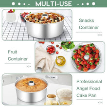 Load image into Gallery viewer, Angel Food Cake Bundt Pan Set (2) 10-inch Tube Cake Pans 18/0 Stainless Steel with Recipes