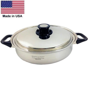 5-Ply 3½ Qt. Casserole SAUTÉ PAN with Vented Lid Waterless 439 Stainless-Steel Made in USA