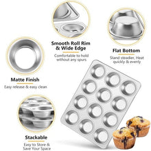 Load image into Gallery viewer, 12-cup MUFFIN  CUPCAKE PAN 18/0-gauge Stainless Steel