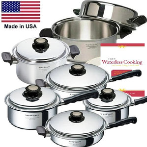 12 Pc. DELUXE SET with Vented Lids 430 Magnetic Stainless Steel Made in USA