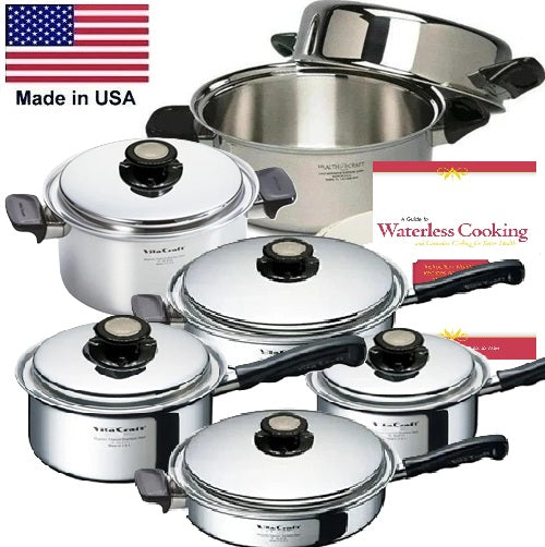 12 Pc. DELUXE SET with Vented Lids 430 Magnetic Stainless Steel Made in USA