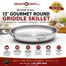 Load image into Gallery viewer, 13-inch Round Griddle | 5-Ply Magnetic Stainless Steel | Made in USA
