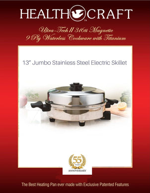 13-inch JUMBO 5 Qt. OIL CORE ELECTRIC SKILLET with Exclusive Vented High-Dome Cover - SEE VIDEOS
