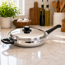 Load image into Gallery viewer, 13-inch French Gourmet Skillet with Vented Lid  | 430 Stainless Steel | Made in USA