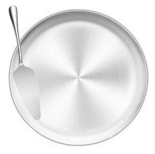 Load image into Gallery viewer, 13-inch PIZZA PAN Large Dinner Plate 18/0-gauge Stainless Steel with Slicer Server