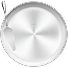 Load image into Gallery viewer, ONLY 6 LEFT 16-inch PIZZA PAN Serving Platter 18/0-gauge Stainless Steel with Pizza Server