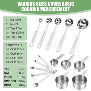 PRO SERIES 16-Pc. Measuring Set Heavy Gauge Stainless Steel