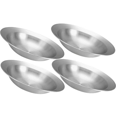 FOUR 9-inch Salad, Soup, Dessert Plates 18/0-gauge Stainless Steel