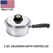 Load image into Gallery viewer, 14 Pc Waterless Cookware Set Vented Lids 430 Induction Ready Stainless Steel Made in USA