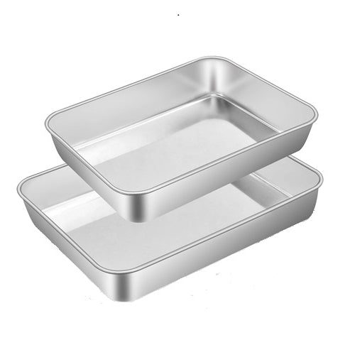 Two BAKING and ROASTING Pans 12x10 and 10x8 inches 18/0 Stainless Steel