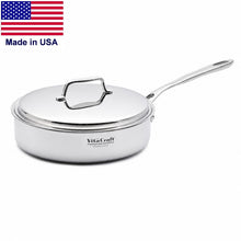 Load image into Gallery viewer, 2 Qt. SAUTÉ PAN with Lid 430 Magnetic Stainless Steel Made in USA