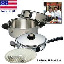 Load image into Gallery viewer, #2 ROAST N BROIL 5 Pc Set for Roasting, Braising, Broiling, Stack Cooking Made in USA