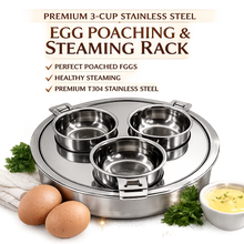 Load image into Gallery viewer, 3-Cup Stainless Steel Egg Poacher Rack | 8" Steamer &amp; Stack Cooking