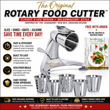 Load image into Gallery viewer, Original Rotary Food Cutter | 3-Leg Manual Kitchen Machine &amp; Vegetable Slicer