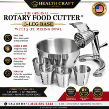 Load image into Gallery viewer, Original Rotary Food Cutter | 3-Leg Base Manual Kitchen Machine with 5 Qt Salad Bowl