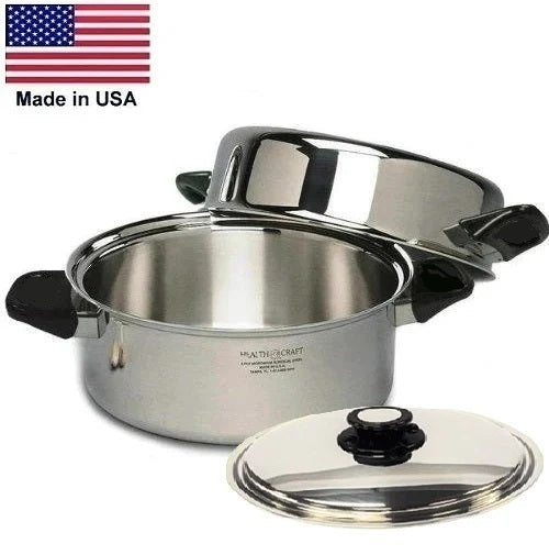 4½Qt Braising Pot Hi-Dome LId 430 Magnetic Stainless Steel Made in USA ...