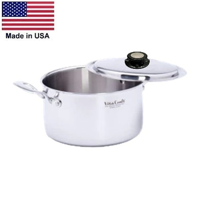 3 Qt. Saucepot with Vented Lid 430 Induction Ready Stainless Steel Made in USA