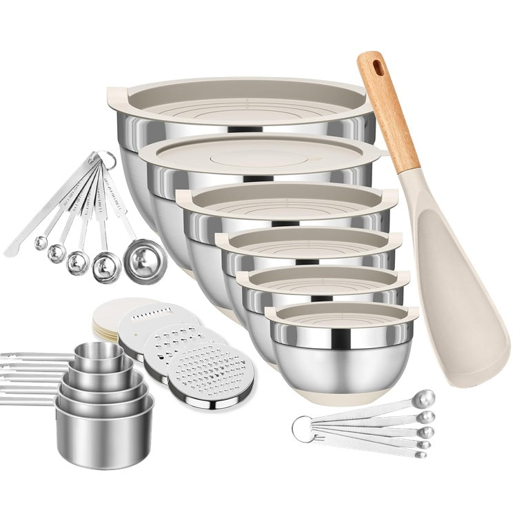 32-Pc. Total Kitchen Stainless Steel Mixing, Measuring and Grating Set