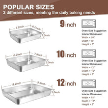 Load image into Gallery viewer, 3-Piece Stainless Steel Baking Pan Set Rectangular Pans 18/10 Gauge