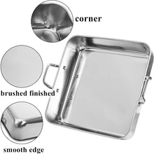 Load image into Gallery viewer, Set of 3 Square 18/0 Stainless Steel Cake Pans with Handles 6&quot;, 8&quot;, 10&quot; (2&quot; Deep)