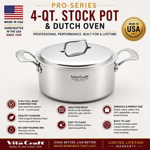 Load image into Gallery viewer, 4 Qt Stock Pot Dutch Oven with Lid | Made in USA | 5-Ply Induction
