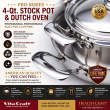 Load image into Gallery viewer, 4 Qt Stock Pot Dutch Oven with Lid | Made in USA | 5-Ply Induction